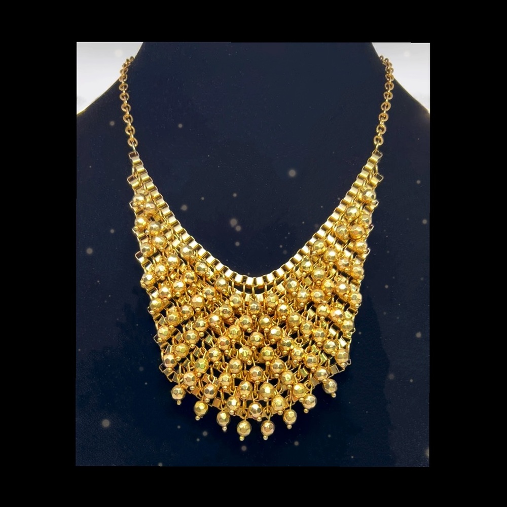 Vintage 1970’s Chainmaille Bib~ Scarf Style Beaded Necklace